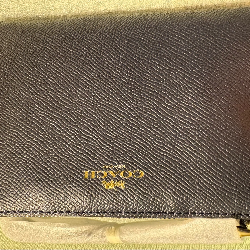 Coach Blue/Indigo Corner Zip Leather Wristlet…NEW